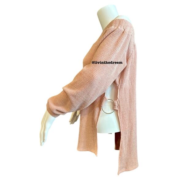 #T83 SABO Skirt Soft Ribbed Off The Shoulder Sweater SZ L $79 - Picture 4 of 15